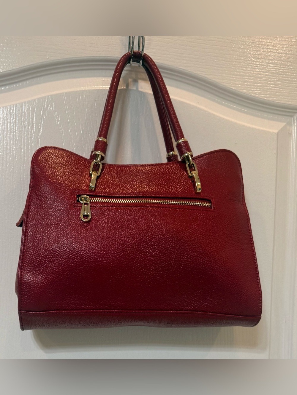 Women ‘s Genuines Classic Structured Red Leather Tote Bag - Women's Handbag